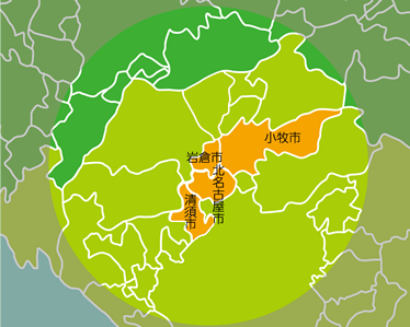 岩倉市・北名古屋市・小牧市・清須市及びその近郊マップ